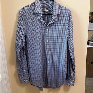 Michael Kors Blue and White Plaid Shirt